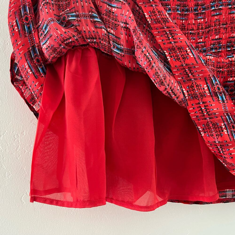 Aqua x Pendleton Bloomingdales Exclusive Skirt Women's XL Red Mini Smocked NEW - Picture 5 of 10
